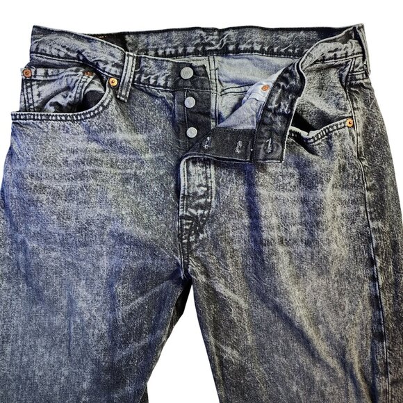 Levis 501 CT  Button Fly Black Acid Wash Jeans Mens W34 L34 - Picture 1 of 7